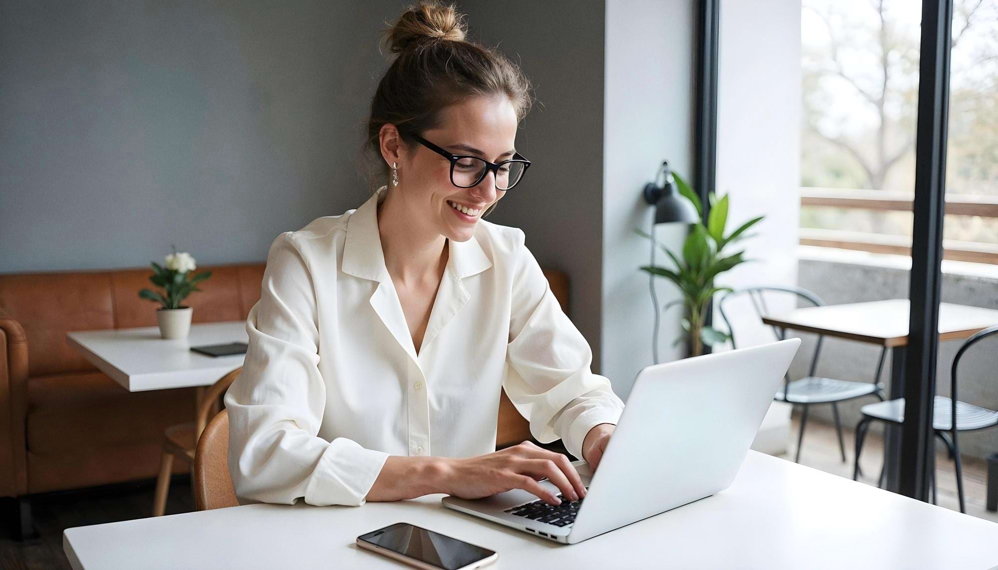 kobieta podczas pracy na komputerze